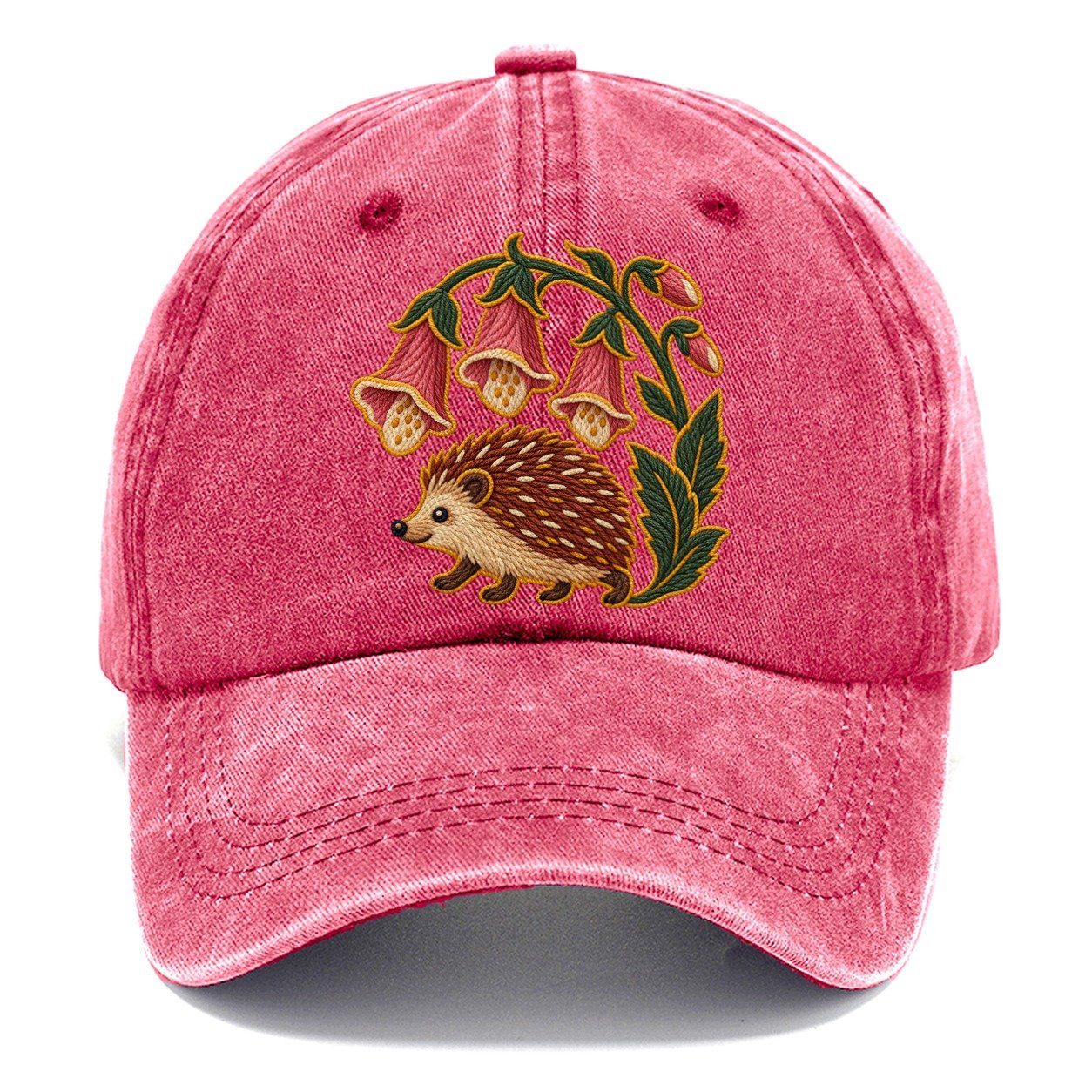 English Foxglove And Hedgehog Uk Culture Heritage Classic Cap – Pomegranate Blush