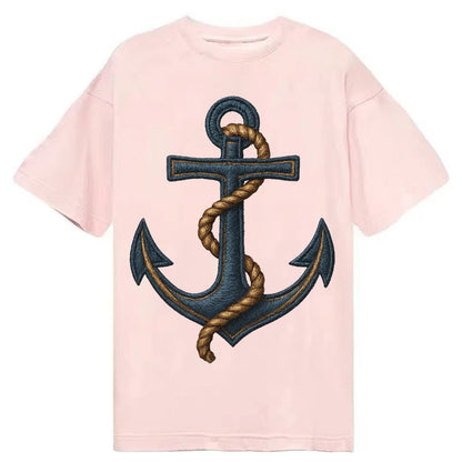 Anchor And Rope Nautical Illustration Classic T-shirt – Pink