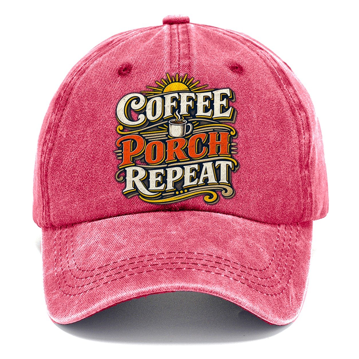 Coffee Porch Repeat Retired Living Classic Cap – Pomegranate Blush
