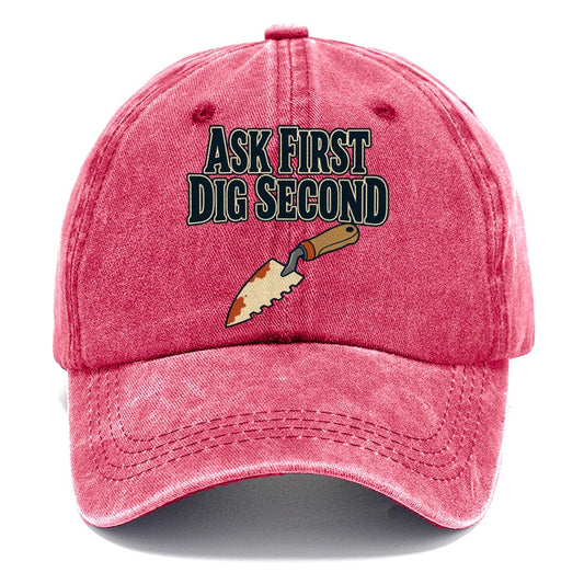 Ask First Dig Second Treasure Hunting Classic Cap – Pomegranate Blush