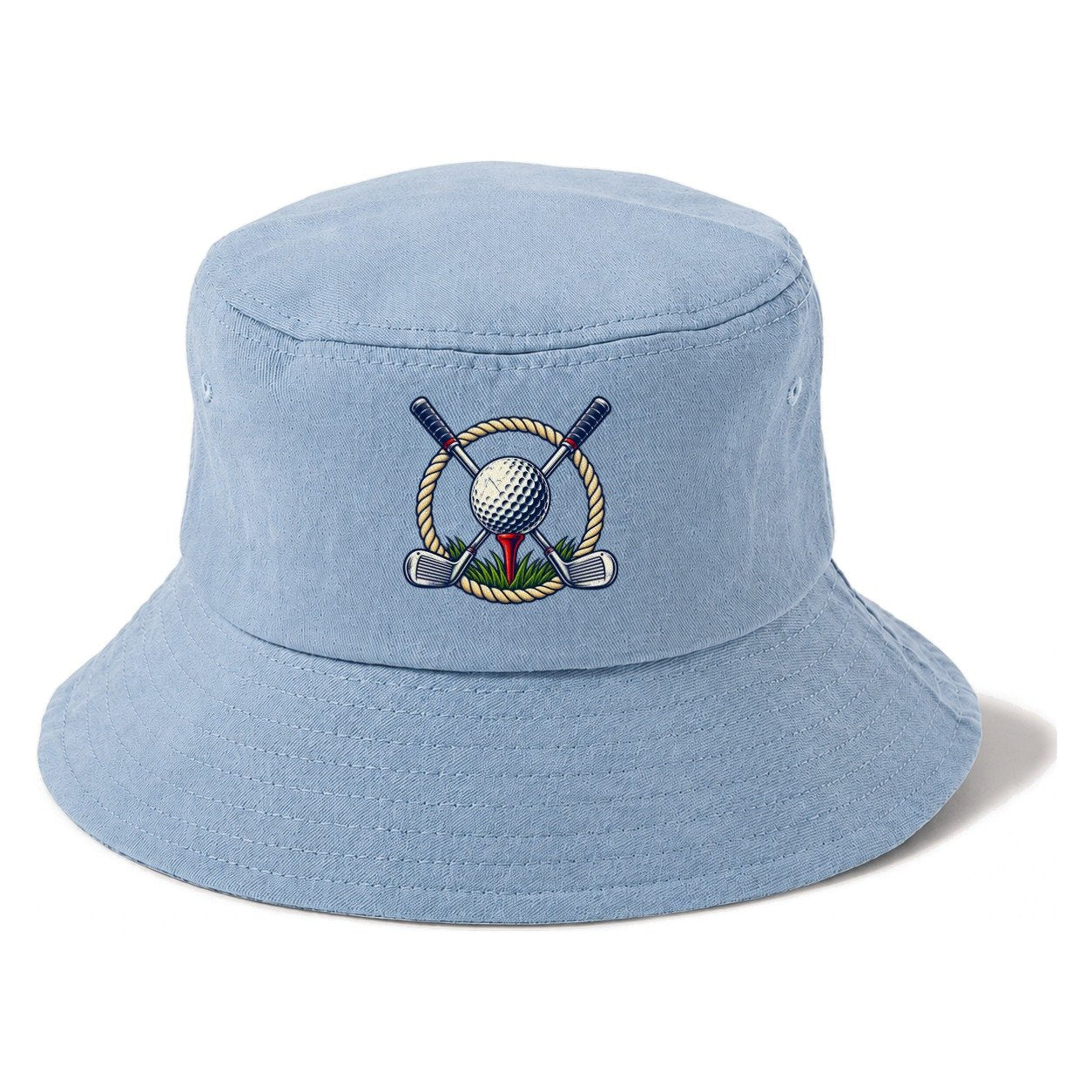 Crossed Clubs Crest Golf Life Bucket Hat – Summer Sky