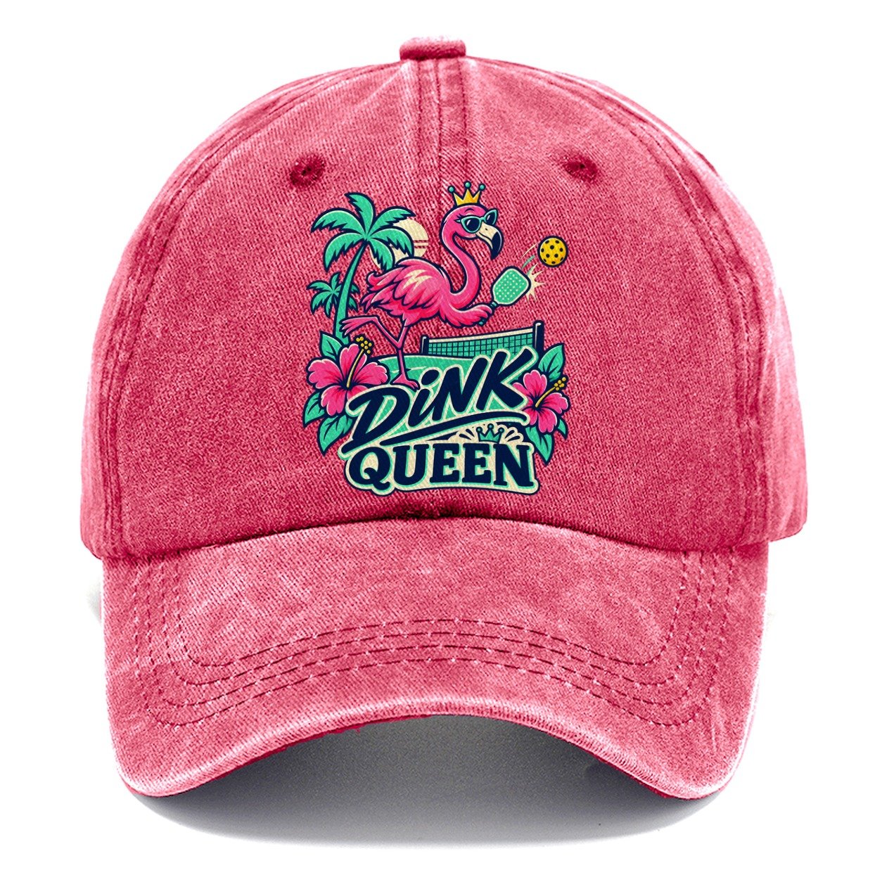 Flamingo Dink Queen Pickleball Life Classic Cap – Pomegranate Blush