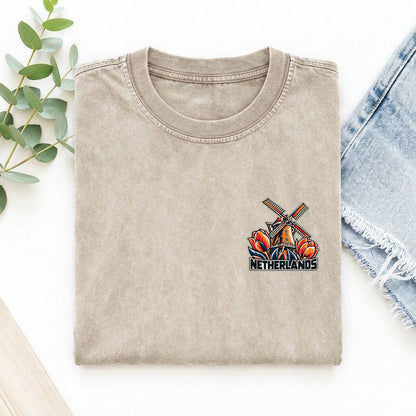 Netherlands Country Pride Left Chest Vintage T-shirt – Off White
