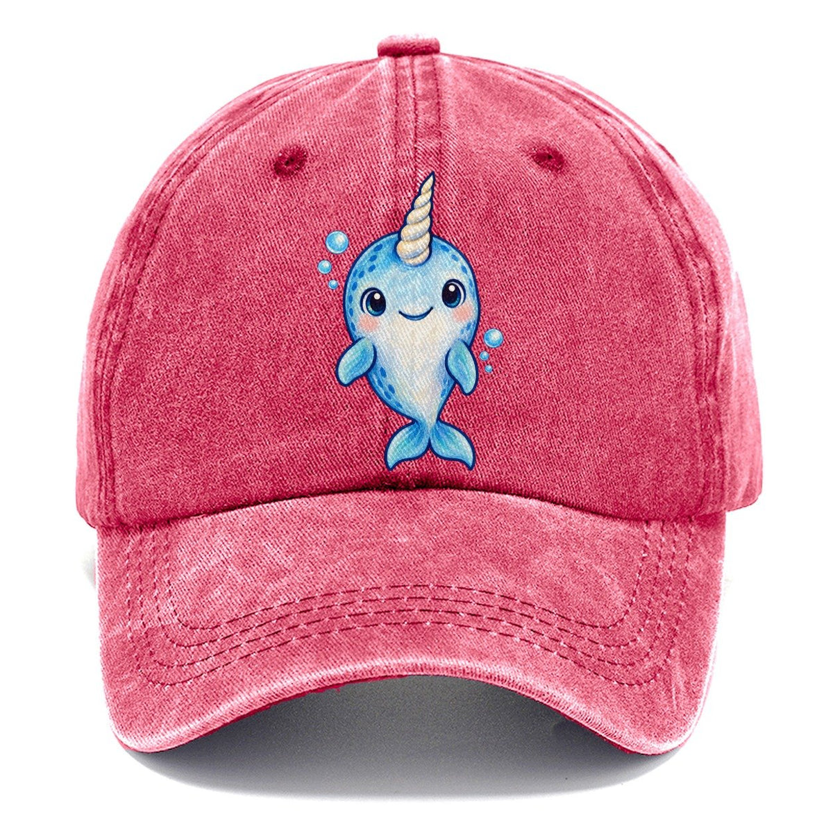 Narwhal Front Tusk Hello Sea Sprite Classic Cap – Pomegranate Blush