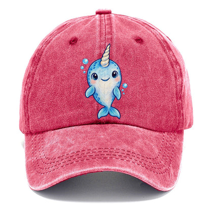 Narwhal Front Tusk Hello Sea Sprite Classic Cap – Pomegranate Blush
