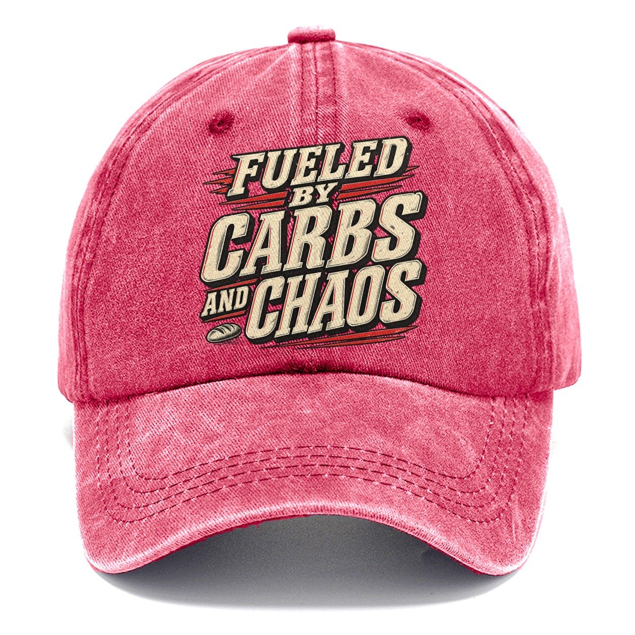 Fueled By Carbs And Chaos American Wit Classic Cap – Pomegranate Blush
