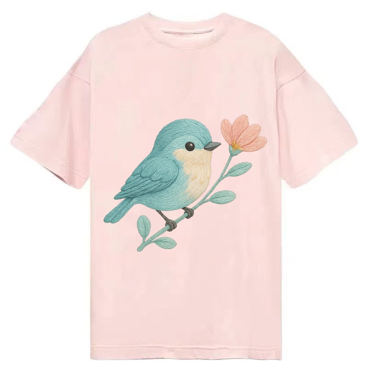 Aqua Chickadee Perched On Mint Eucalyptus Turquoise Cap Swee Classic T-shirt – Pink