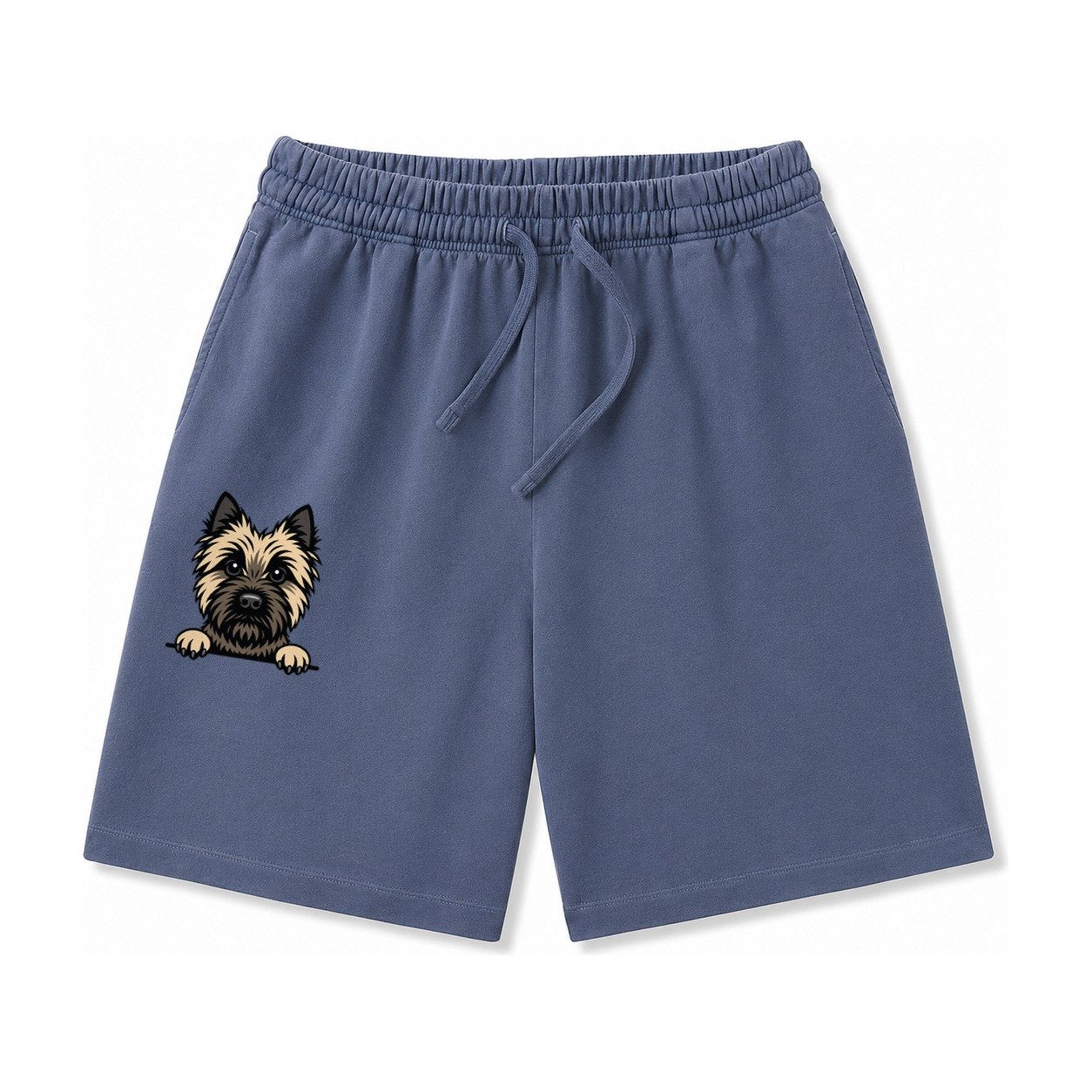 Cairn Terrier Wheaten Colored Pose Washed Shorts – Navy Blue