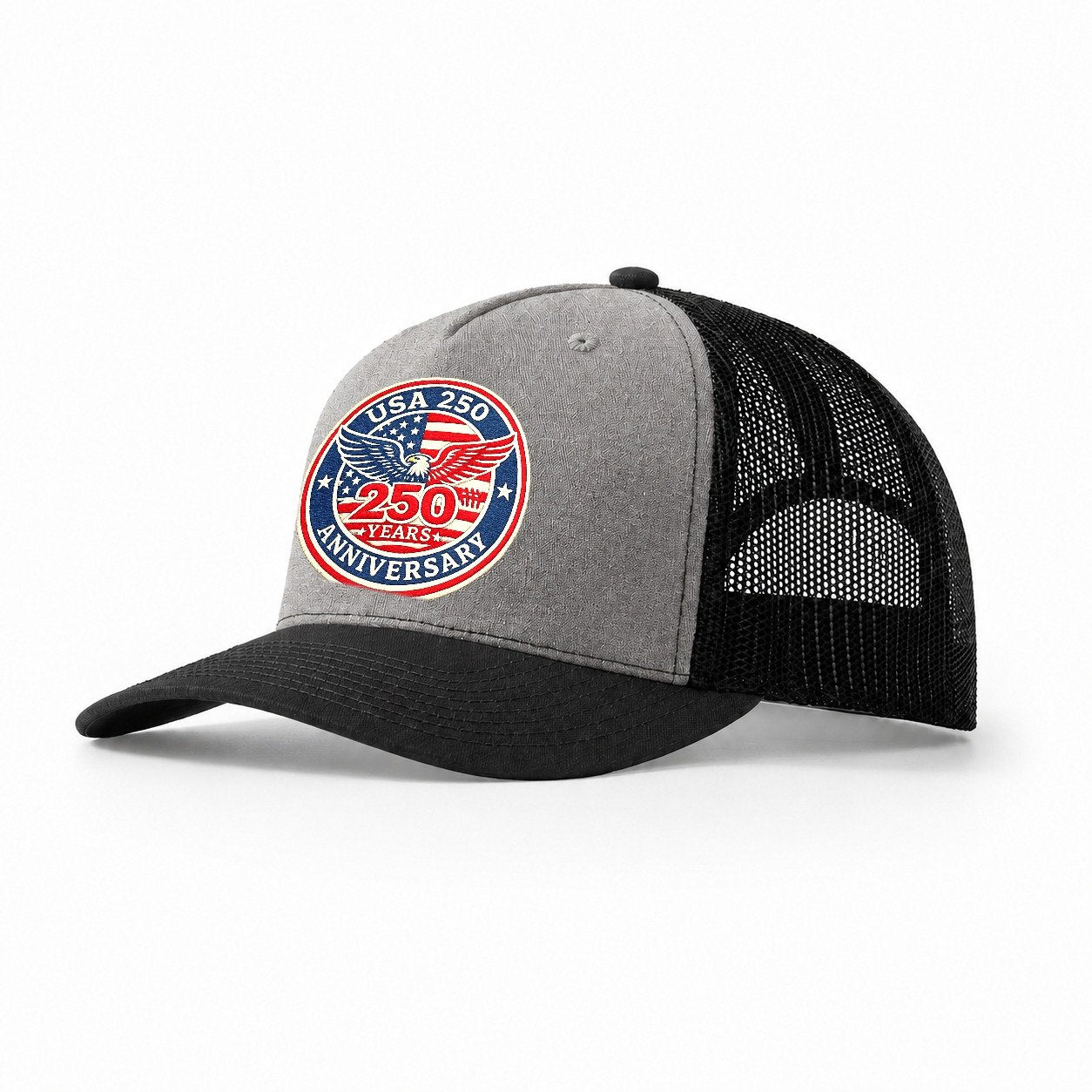 Usa 250th Anniversary Eagle Trucker Hat – Grey-Black