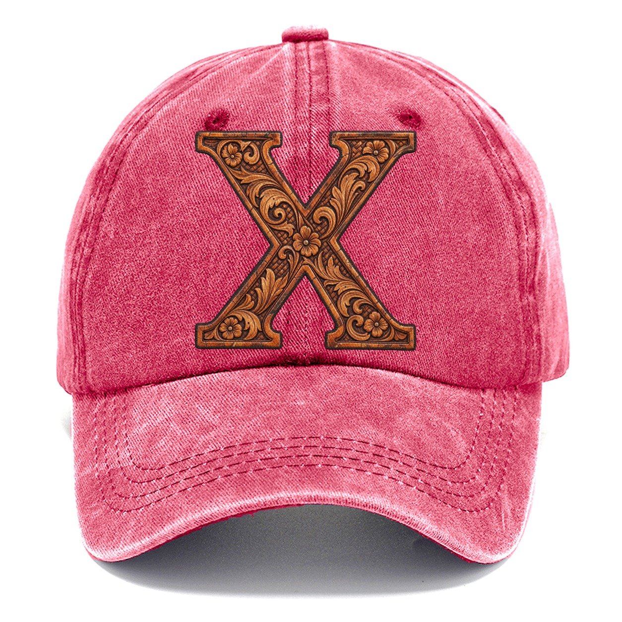 Tooled Leather X Monogram Classic Cap – Pomegranate Blush