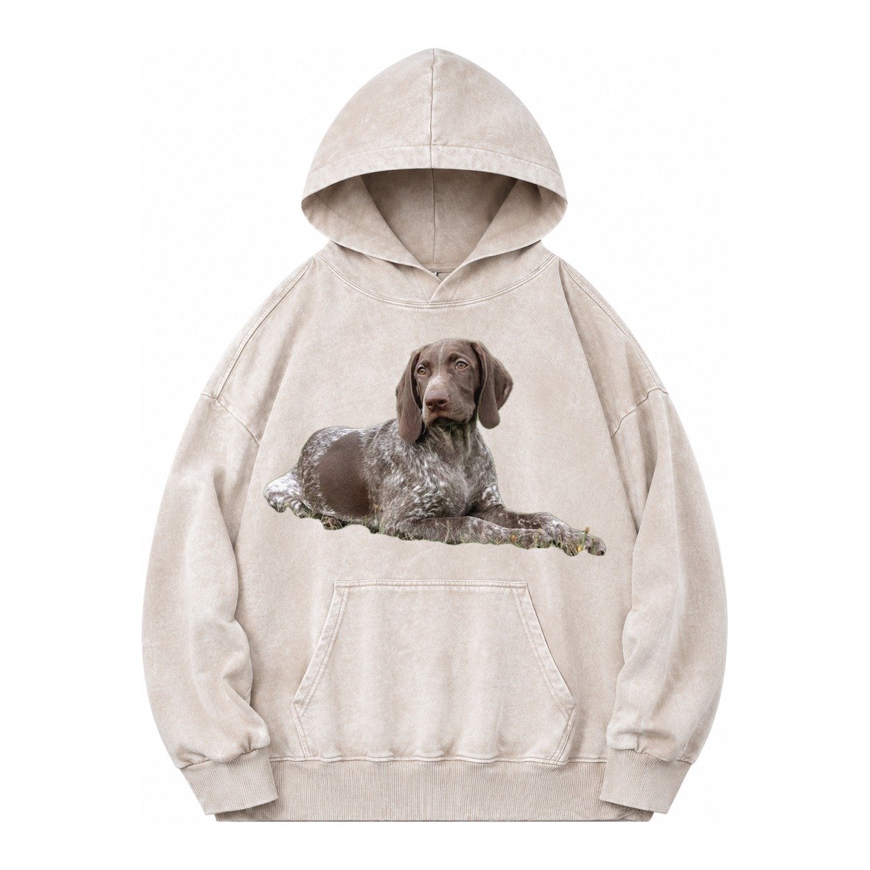 German Shorthaired Pointer 2 Vintage Washed Hoodie – Off White