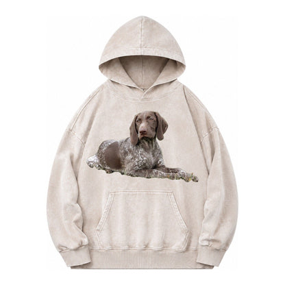 German Shorthaired Pointer 2 Vintage Washed Hoodie – Off White