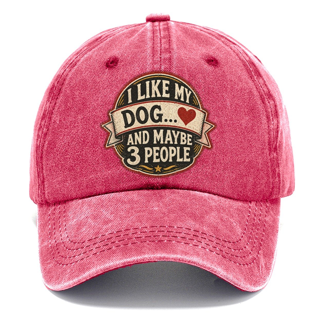 Dog and Maybe 3 People Vintage Badge Classic Cap – Pomegranate Blush