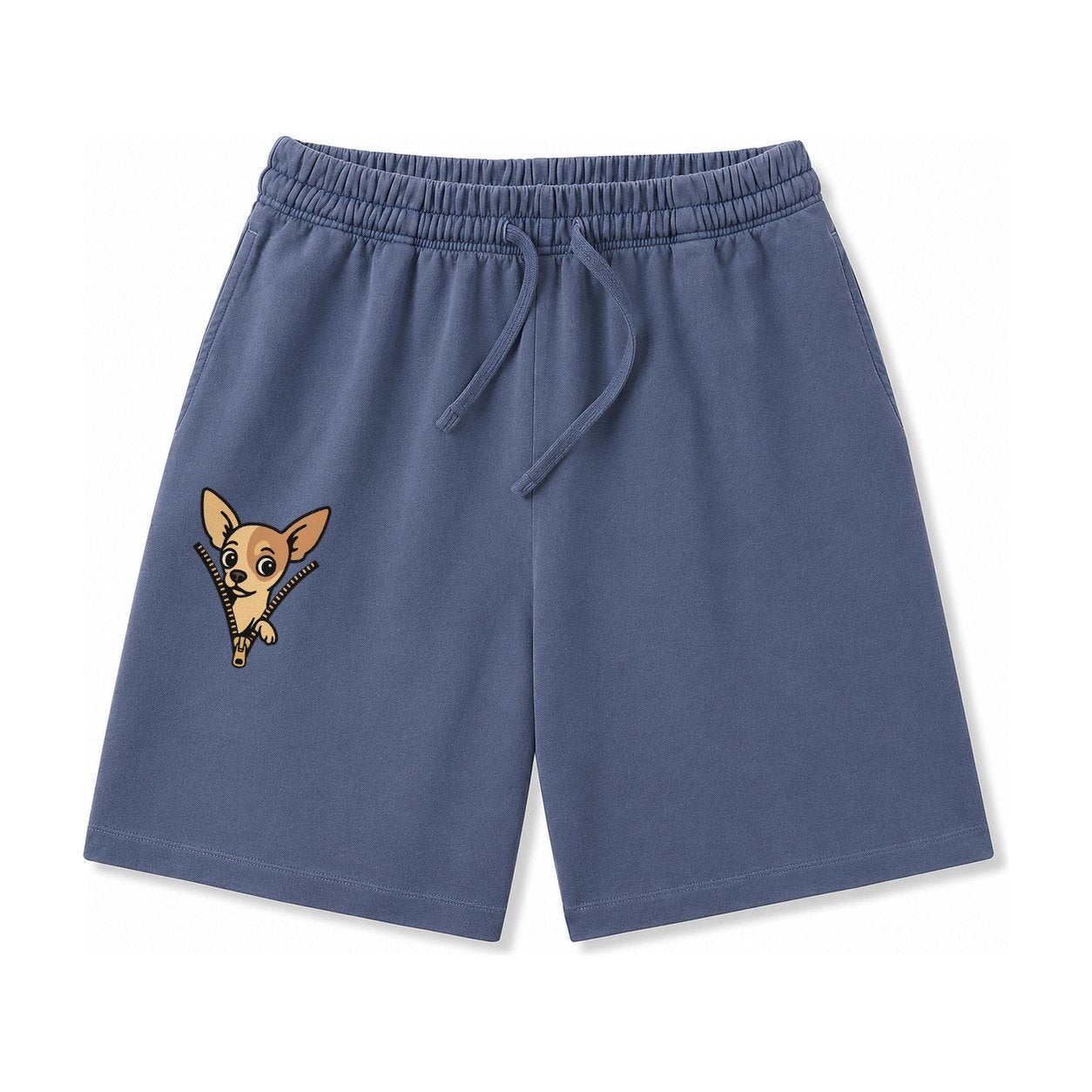 Chihuahua Apple Head Large Pointed Ears Big Round Eyes Tiny Washed Shorts – Navy Blue