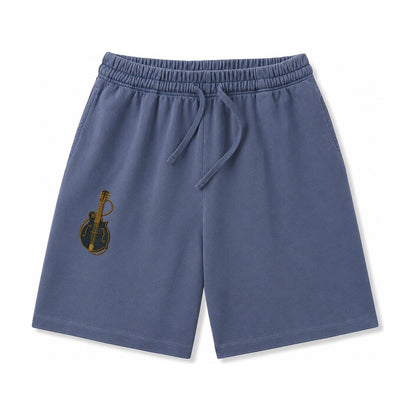 Mandolin Bluegrass Mandolin With F Holes And Double Strings Washed Shorts – Navy Blue