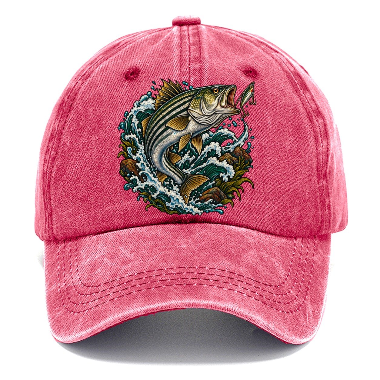 Striped Bass Surge Fishing Club Classic Cap – Pomegranate Blush