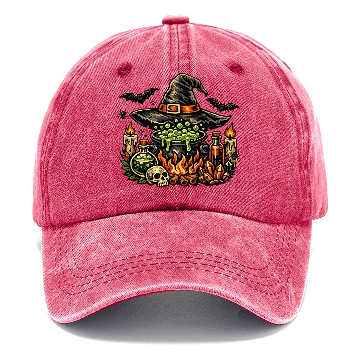 Witch Cauldron Skull Hat Classic Cap – Pomegranate Blush