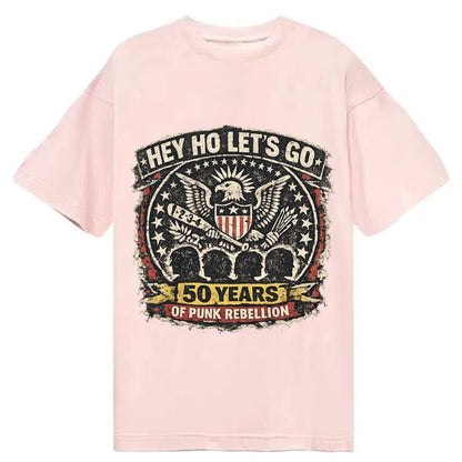 Ramones Legacy Hey Ho Lets Go Typography Presidential Seal P Classic T-shirt – Pink