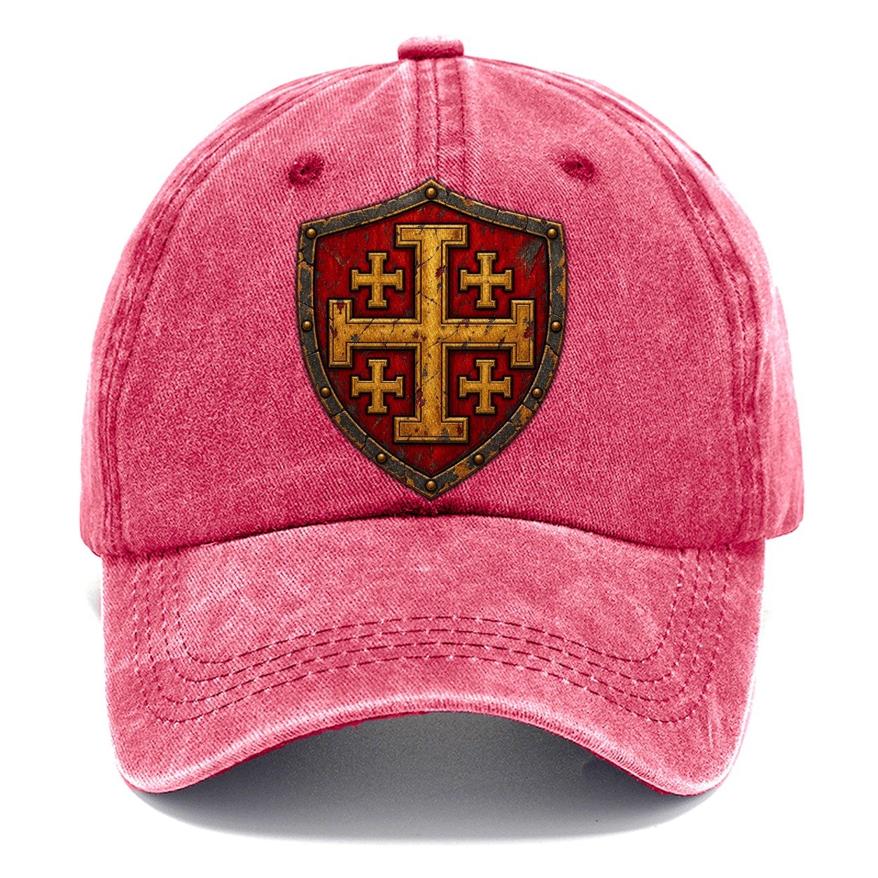 Crusader Battle Shield Heraldry Jerusalem Cross Classic Cap – Pomegranate Blush