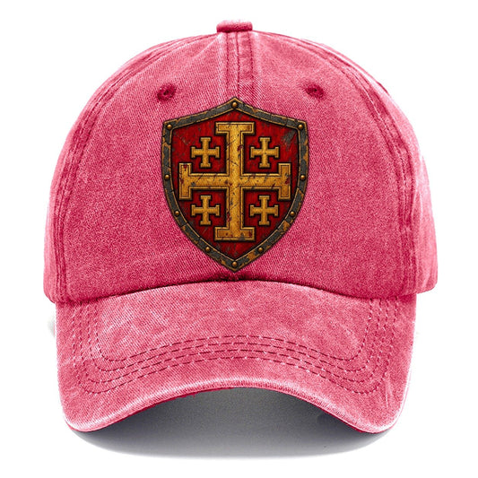Crusader Battle Shield Heraldry Jerusalem Cross Classic Cap – Pomegranate Blush