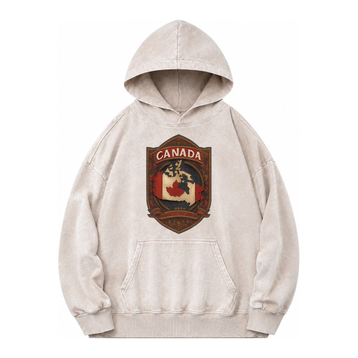 Canada Map Vintage Washed Hoodie – Off White