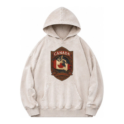 Canada Map Vintage Washed Hoodie – Off White