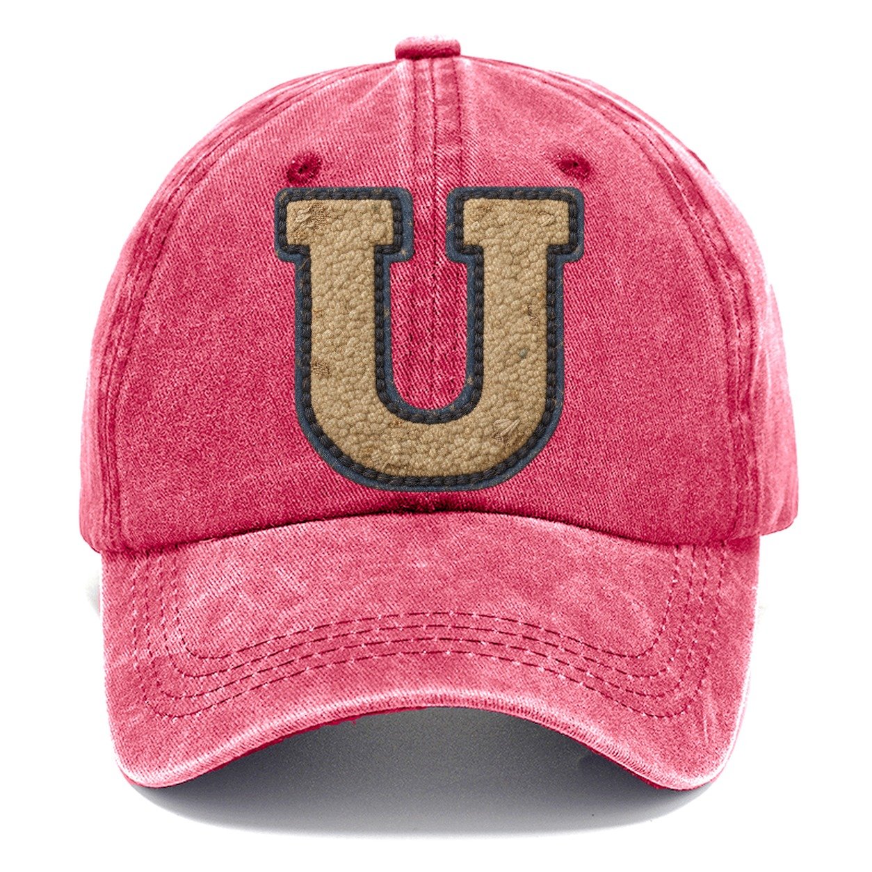 Varsity Chenille U Monogram Classic Cap – Pomegranate Blush