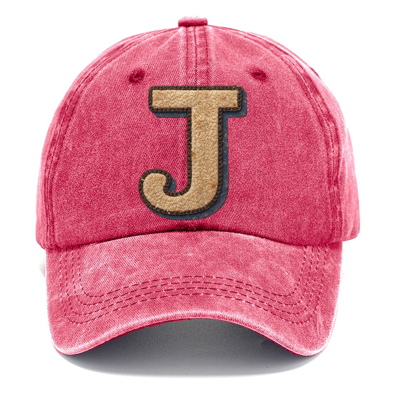 Varsity Chenille J Monogram Classic Cap – Pomegranate Blush