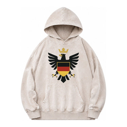 Germany Eagle Emblem Vintage Washed Hoodie – Off White
