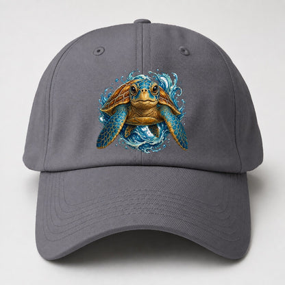 Ornate Sea Turtle Waves Baseball Cap – Grey