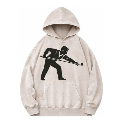 Pool Player Lining Up Shot Vintage Washed Hoodie – Off White