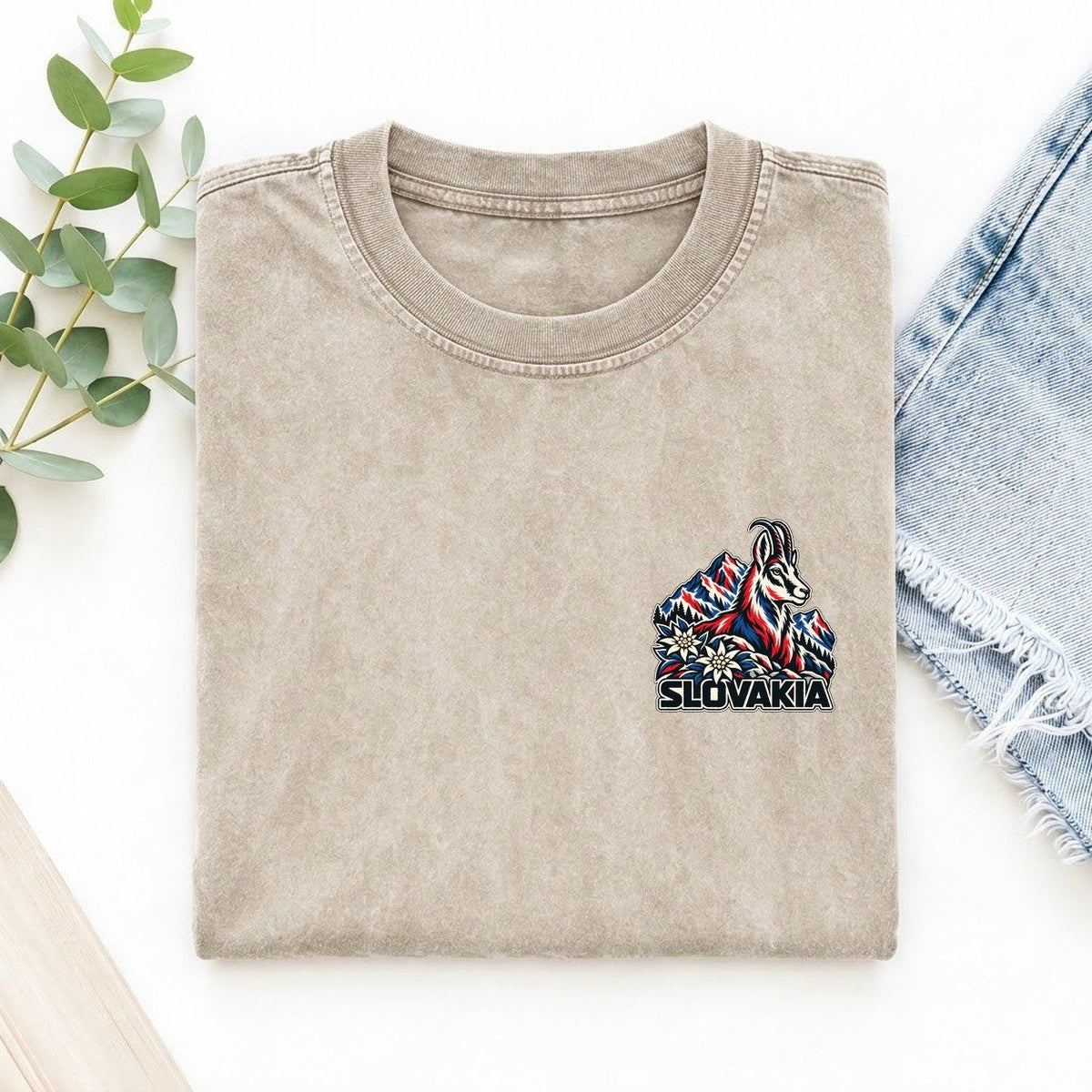 Slovakia Country Pride Left Chest Vintage T-shirt – Off White