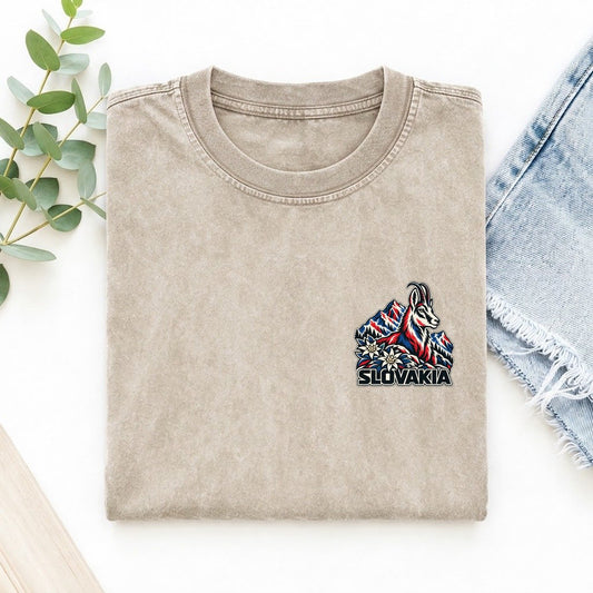 Slovakia Country Pride Left Chest Vintage T-shirt – Off White