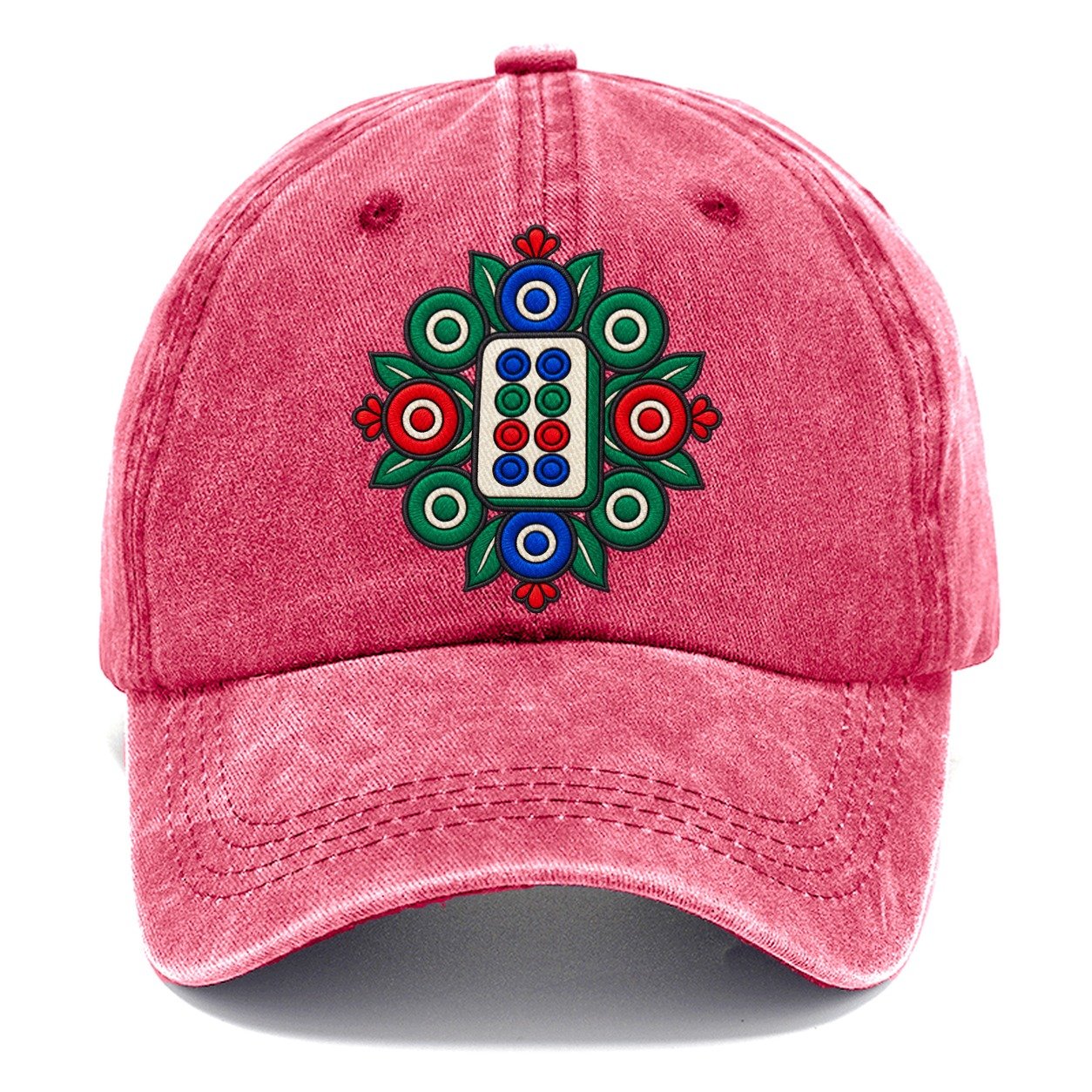 Eight Dot Bloom Mahjong Game Night Classic Cap – Pomegranate Blush