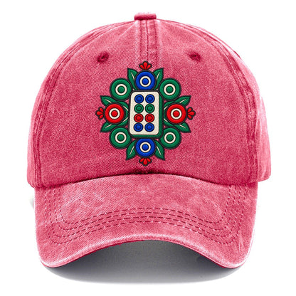Eight Dot Bloom Mahjong Game Night Classic Cap – Pomegranate Blush