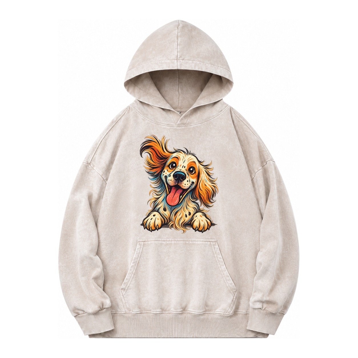 English Springer Spaniel Vintage Washed Hoodie – Off White