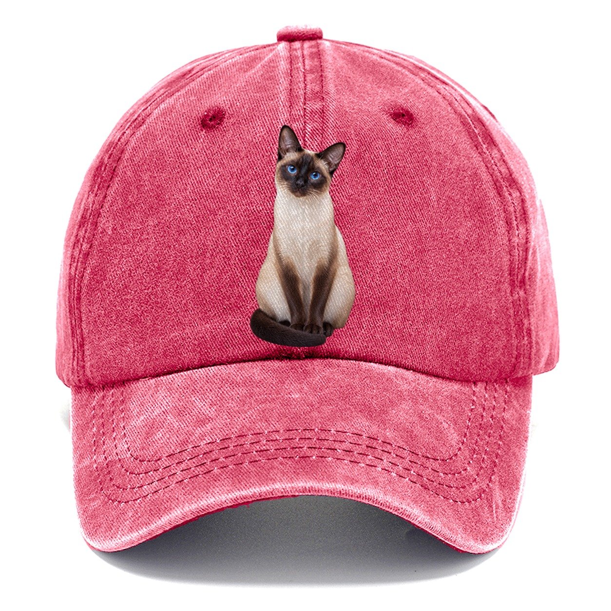 Siamese Seated Portrait Realistic Cat Portrait Classic Cap – Pomegranate Blush