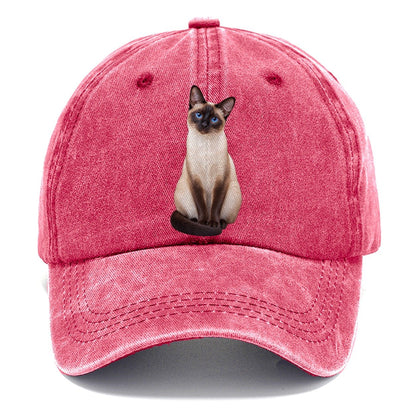 Siamese Seated Portrait Realistic Cat Portrait Classic Cap – Pomegranate Blush