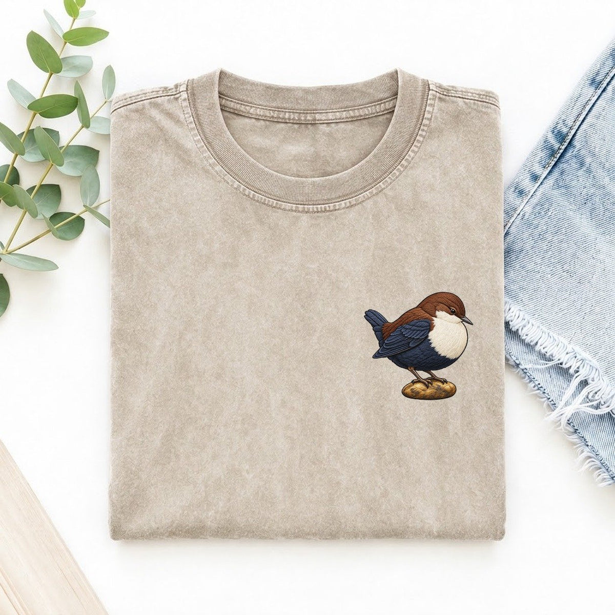 Dipper River Poise Left Chest Vintage T-shirt – Off White
