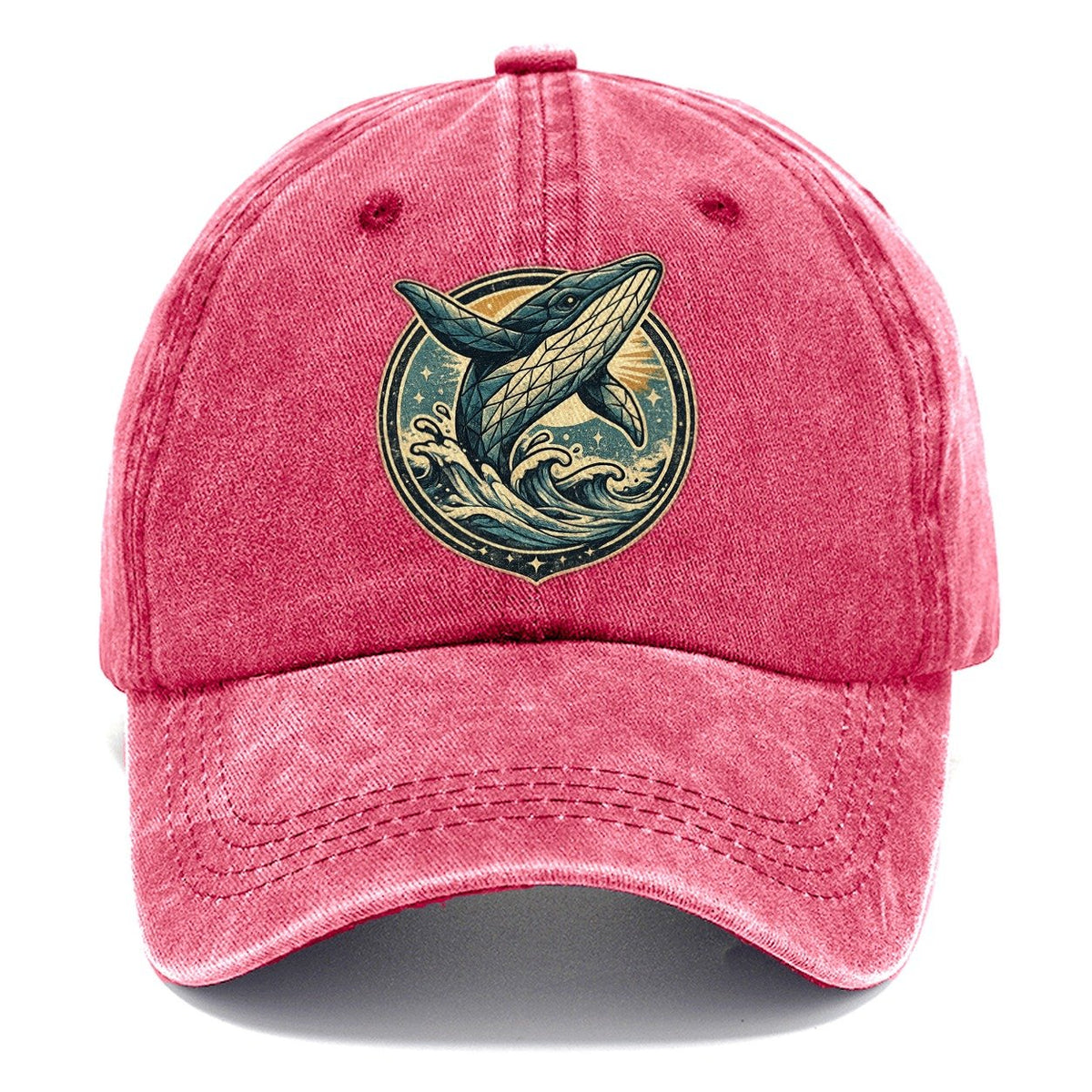 Vintage Whale Ocean Waves Classic Cap – Pomegranate Blush