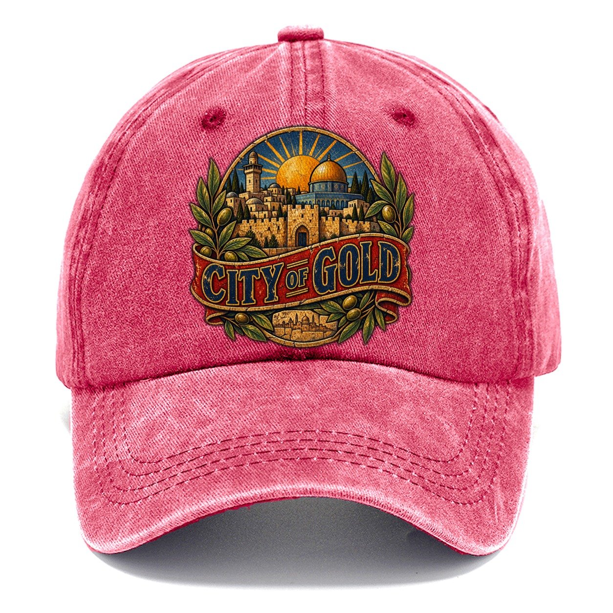 City Of Gold Lettering Jerusalem Classic Cap – Pomegranate Blush