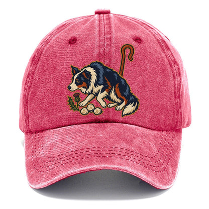Shepherd Crook Sheepdog And Wool Sprig Uk Culture Heritage Classic Cap – Pomegranate Blush
