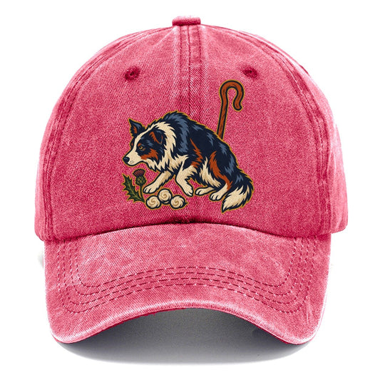 Shepherd Crook Sheepdog And Wool Sprig Uk Culture Heritage Classic Cap – Pomegranate Blush