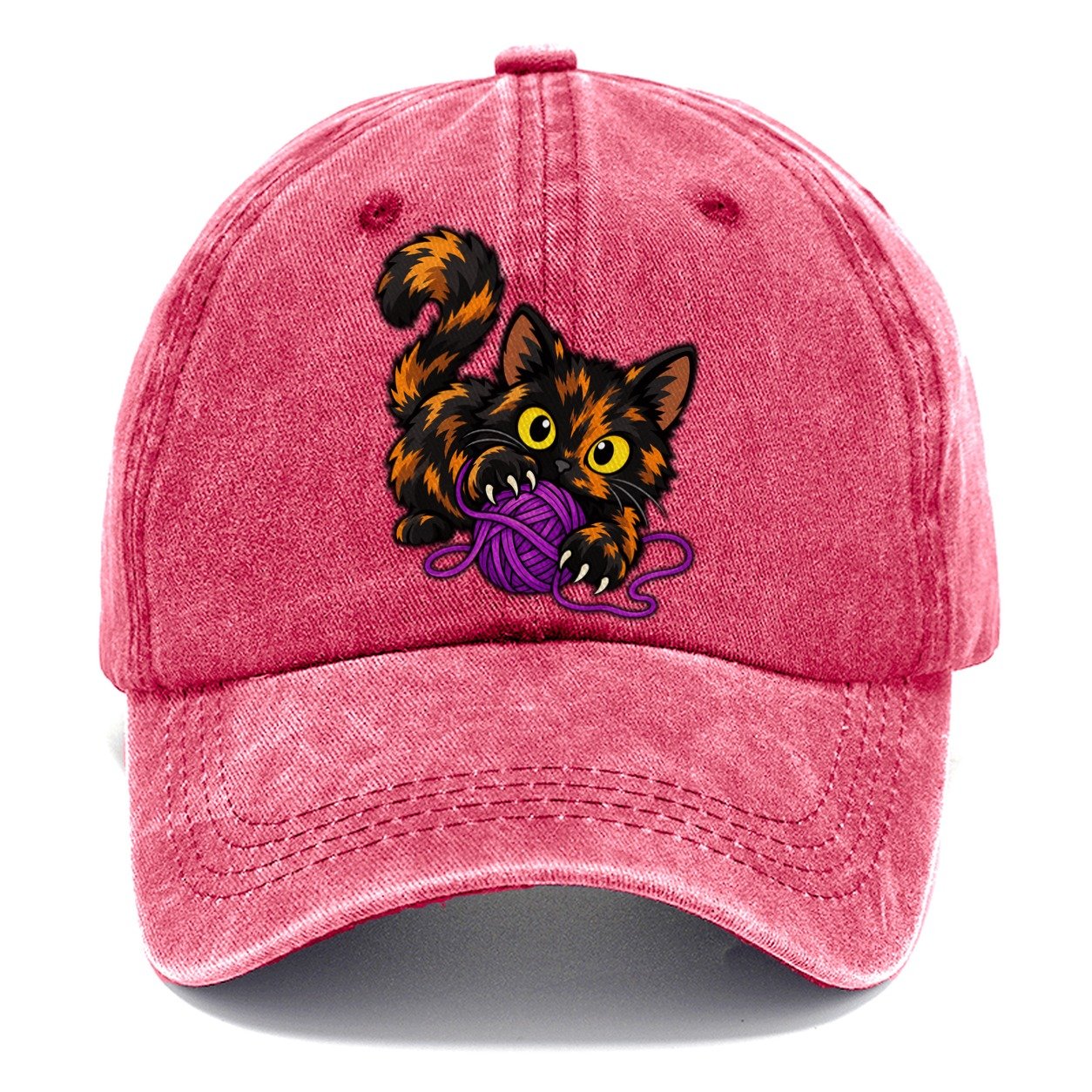 Tortoiseshell Playing Yarn Peeking Cats Classic Cap – Pomegranate Blush