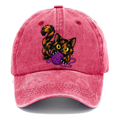 Tortoiseshell Playing Yarn Peeking Cats Classic Cap – Pomegranate Blush