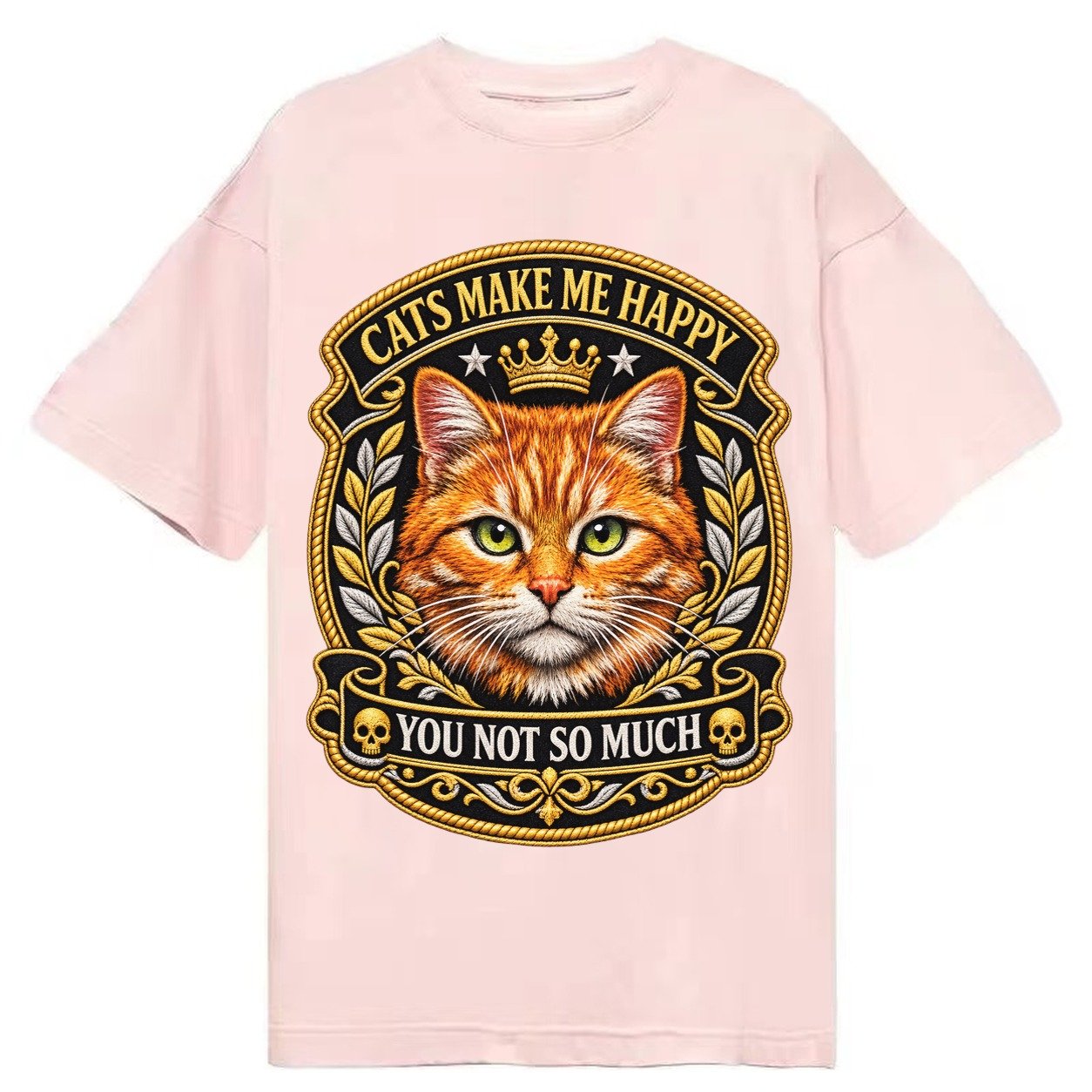 Cats Make Me Happy You Not So Much Cat Face In Orange Cat Pr Classic T-shirt – Pink