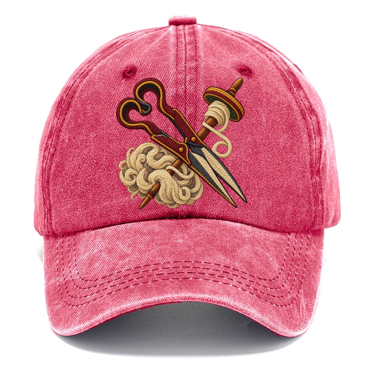 Welsh Wool Shears Spindle And Fleece Uk Culture Heritage Classic Cap – Pomegranate Blush