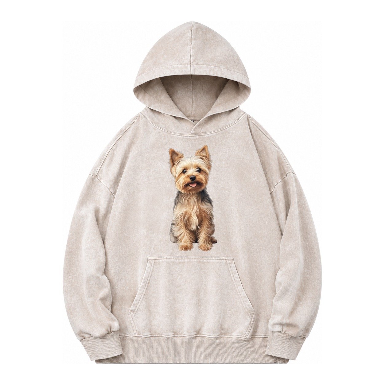 Yorkshire Terrier Dog Vintage Washed Hoodie – Off White