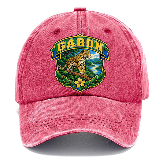 Gabon Retro Badge Country Logos Classic Cap – Pomegranate Blush
