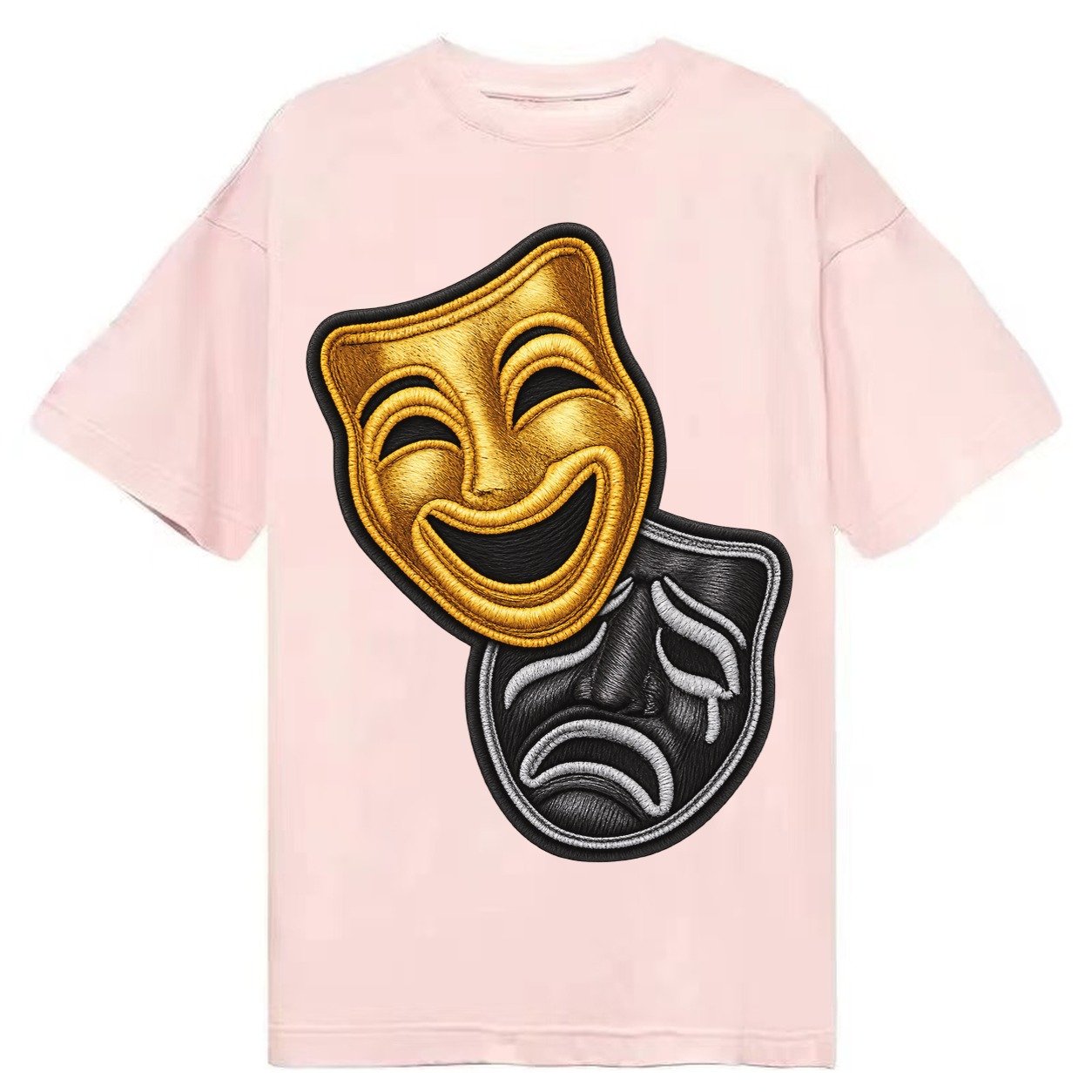 Broadway Masks Comedy Tragedy Masks In Gold And Black Theate Classic T-shirt – Pink
